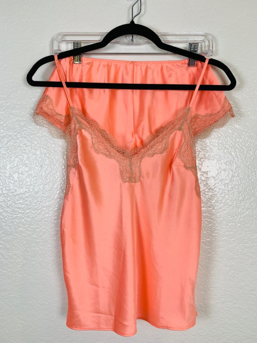 Victoria's Secret Satin Cami Top & Tap Pant Set XS Hot Coral Pink Lingerie Sexy